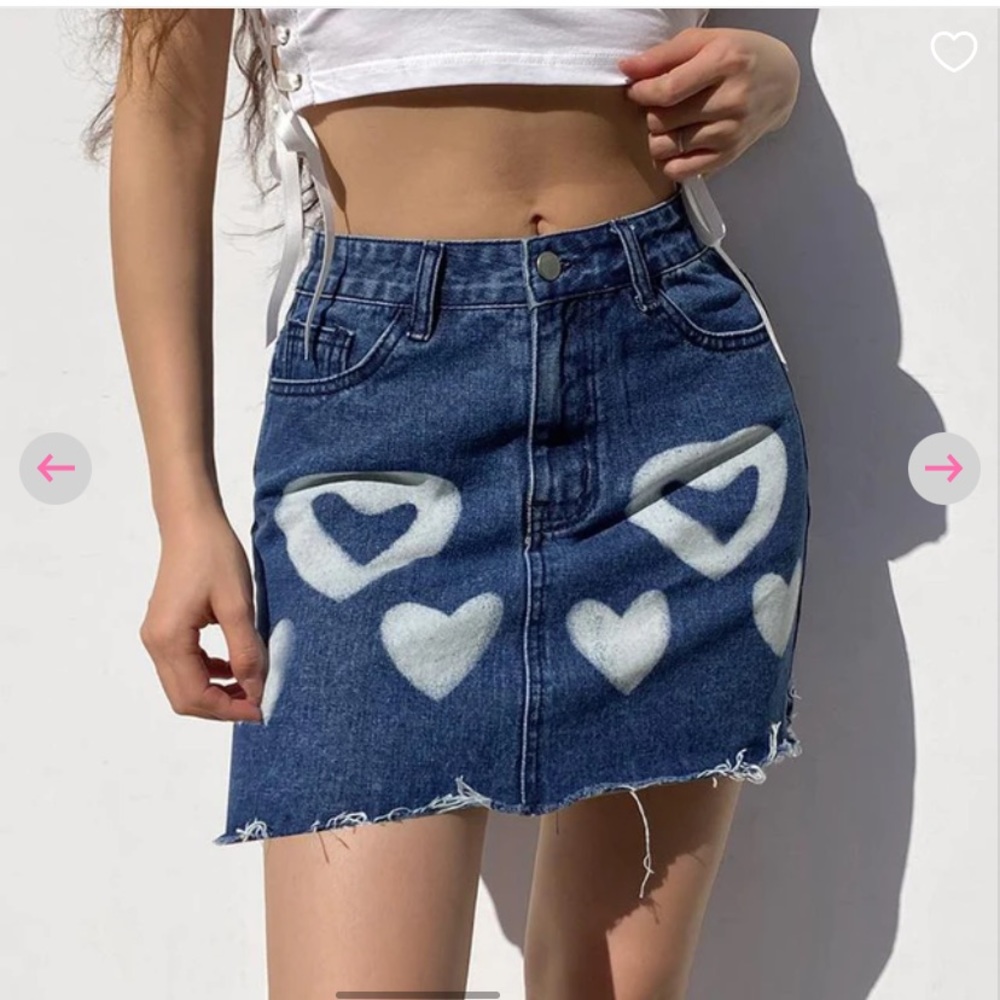 Valentine’s Skirt Denim Heart Mini Skirt ❤️💕